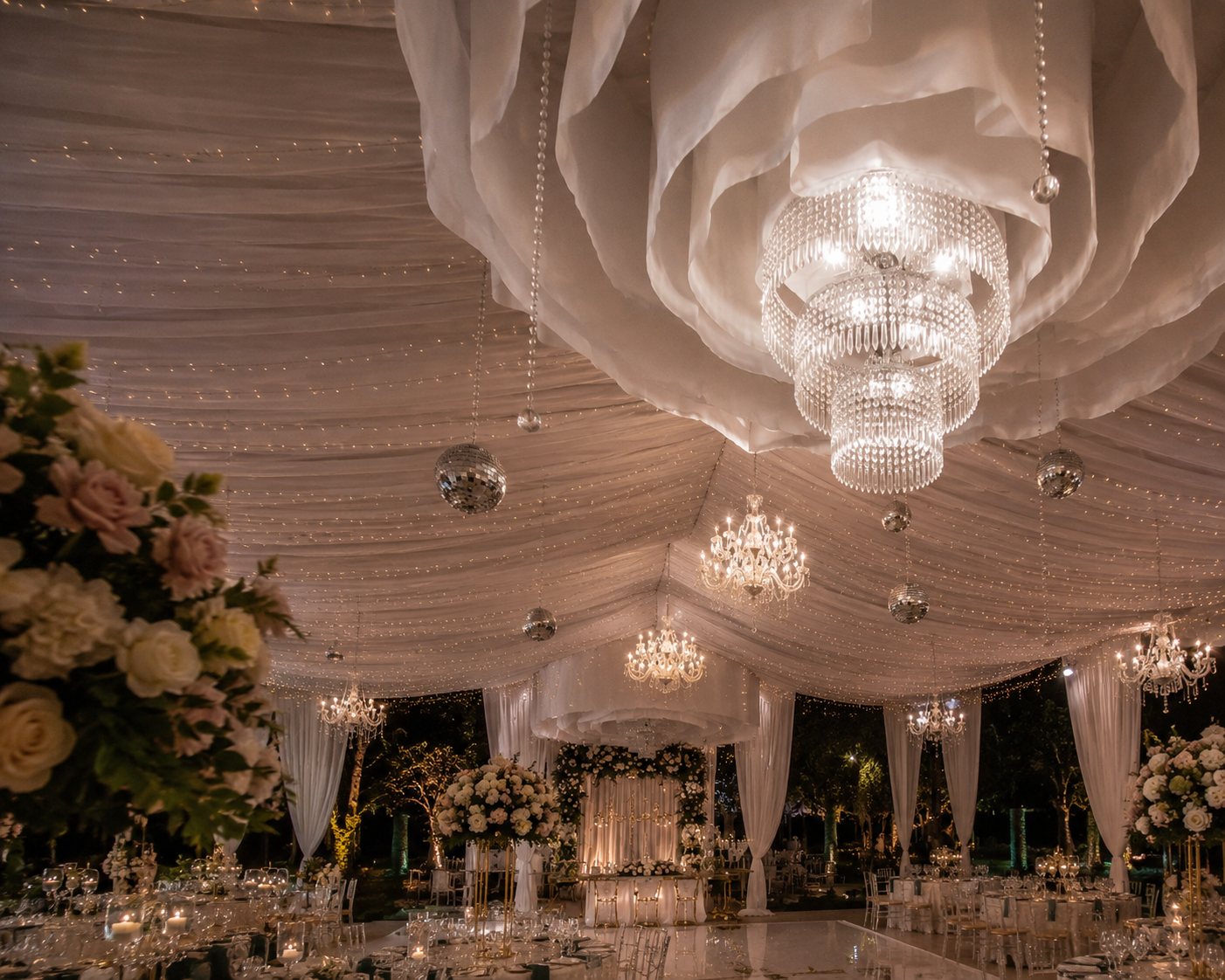 Detalle de montaje para boda elegante